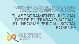 El Colegio Profesional de Trabajo Social de Cádiz pone en valor el Informe Pericial Social con un documento de defensa profesional