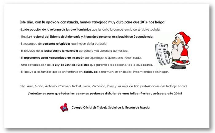 ¡Trabajamos para que todas las personas podamos disfrutar de unas felices fiestas y próspero año 2016!