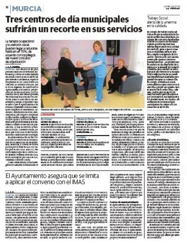 Tres centros de día municipales sufrirán un recorte en sus servicios