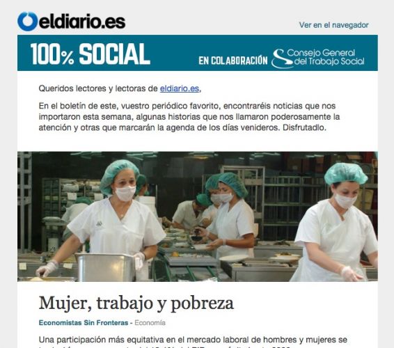 Suscríbete al boletín semanal 100% Social de eldiario.es