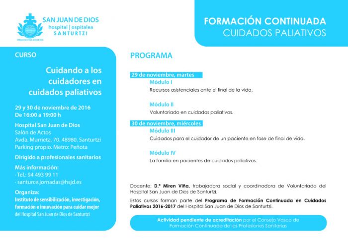 CURSO: "CUIDANDO A LOS CUIDADORES EN CUIDADOS PALIATIVOS"