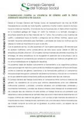 ADHESION COMUNICADO CGTS RECHAZO TRIPLE CRIMEN MACHISTA EN GALICIA. INFORMACION 20S