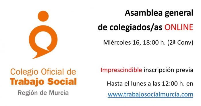 Convocatoria de la Asamblea General ordinaria de colegiadas/os 16 de diciembre (ON LINE)
