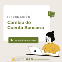 Información sobre el cambio de Cuenta Bancaria del Colegio Profesional de Trabajo Social de Cádiz
