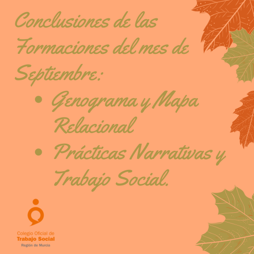 Conclusiones de las formaciones de Septiembre: Genograma y Mapa Relacional y Prácticas Narrativas y Trabajo Social