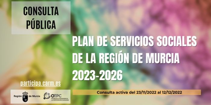 Consulta pública: Plan de Servicios Sociales de la Región de Murcia 2023-2026