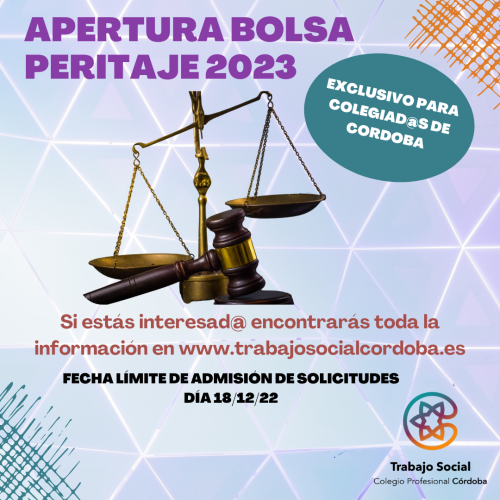 EL C.P.T.S. CORDOBA ABRE SU BOLSA ANUAL DE PERITAJE PARA 2023