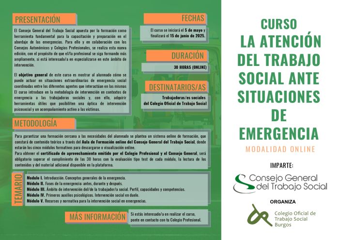 Curso La atención del Trabajo Social ante situaciones de emergencia (mayo2025)