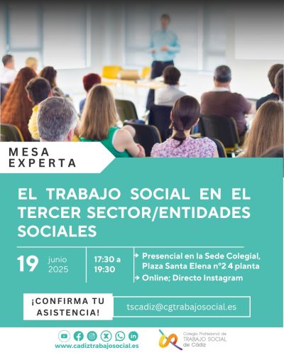 Mesa Experta Sobre el Trabajo Social en el Tercer Sector el próximo 19 de junio