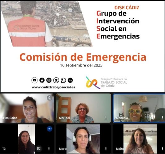 El Colegio Profesional de Trabajo Social de Cádiz celebra la primera reunión de su nueva Comisión de Emergencias